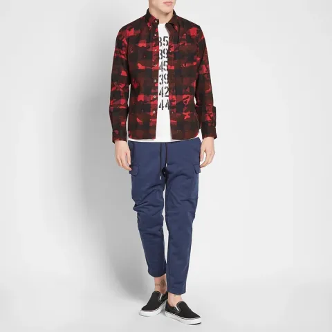SOPHNET. Camouflage Flannel Check Shirt