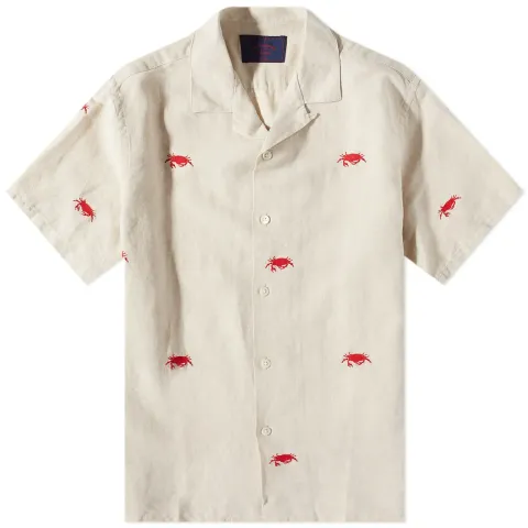 Crab Embroidered Vacation Shirt