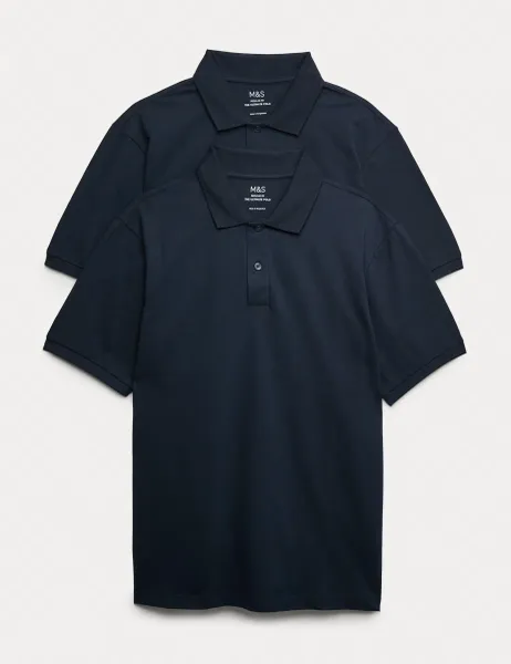 Marks & Spencer Ultimate 2 Pack Cotton Rich Polo Shirts Navy