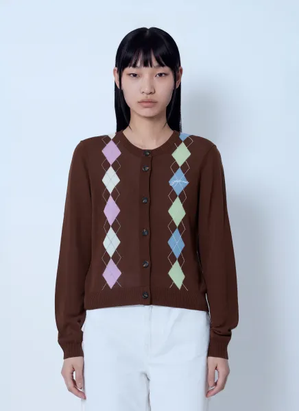 Light Cotton Argyle Cardigan