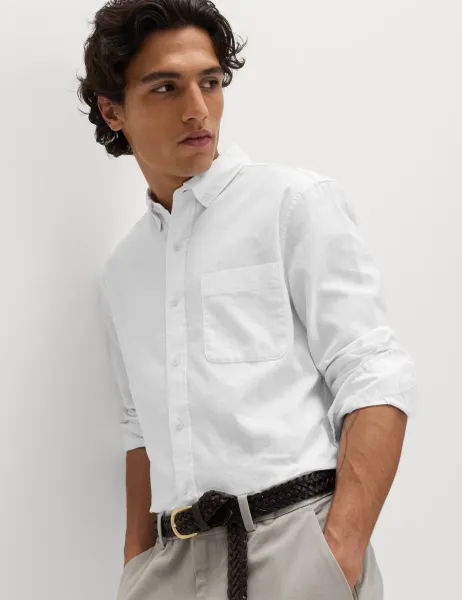 Marks & Spencer Regular Fit Cotton Linen Blend Shirt White