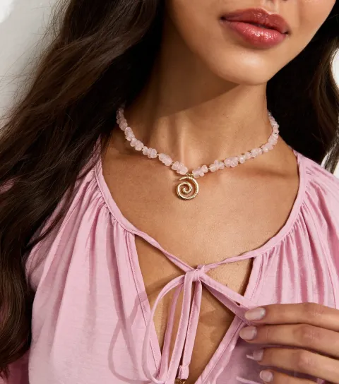 Light Pink Swirl Pendant Necklace