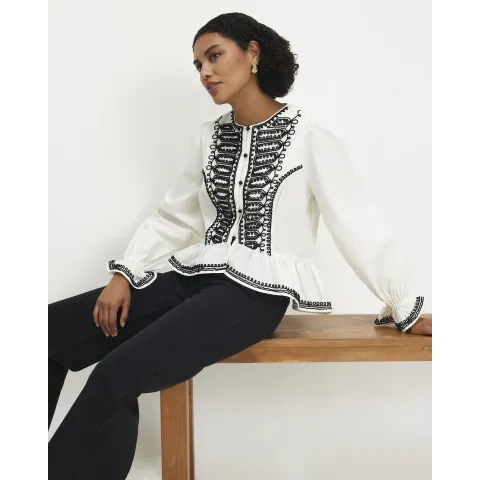 River Island Poplin Drummer Style Peplum Top
