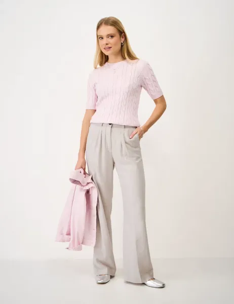 Crew Clothing Linen Rich Wide Leg Trousers Stone