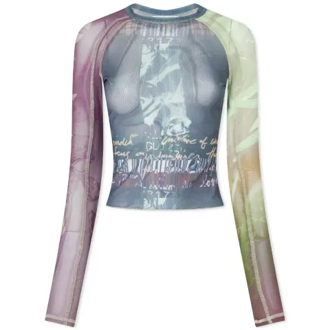 Long Sleeve Raglan Mesh Top
