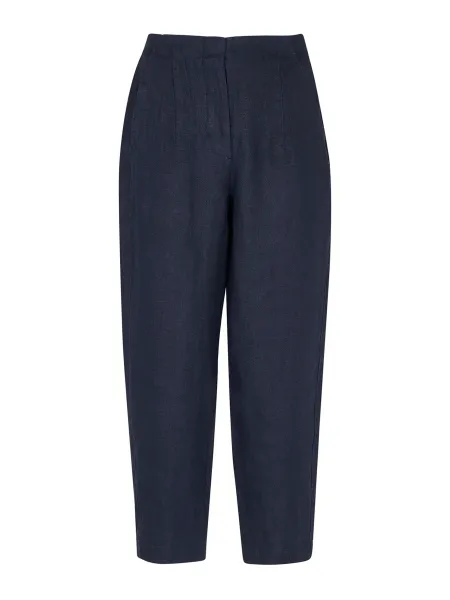 Whistles Navy Linen Barrel Leg Trouser