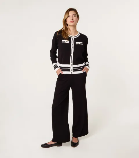 Blue Vanilla Women's Black Black Contrast Trim Top and Trousers Co-ord
