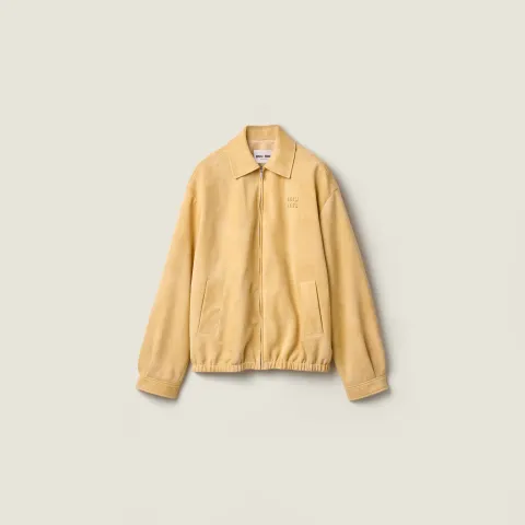 Waxed suede blouson jacket