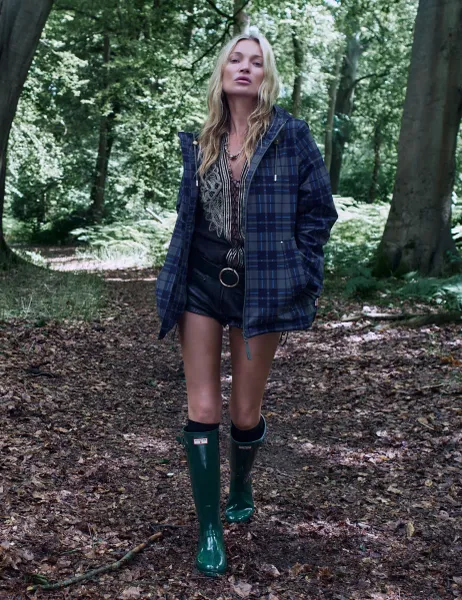 Hunter Waterproof Checked Hooded Rain Jacket