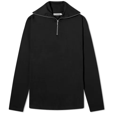 Plus Long Sleeve Zip Collar T-Shirt