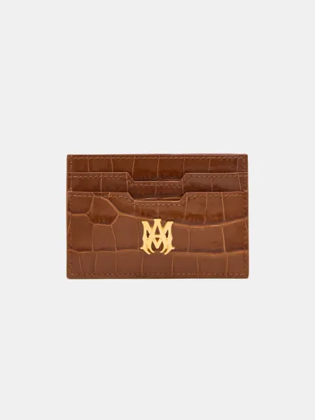 CROC EMBOSSED CARD HOLDER - MALT