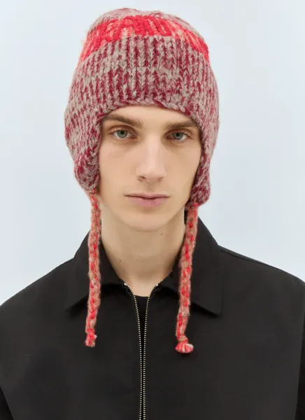 Alpaca Knit Ear Flap Beanie Hat