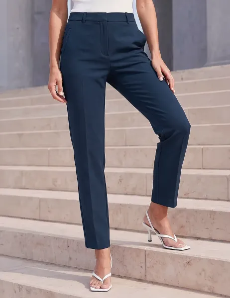 Roman Straight Leg Stretch Trousers Navy