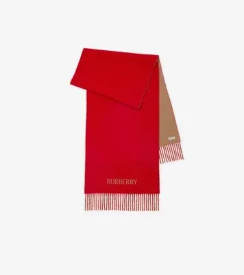 Reversible Knight Cashmere Scarf in Pillar red/camel beige