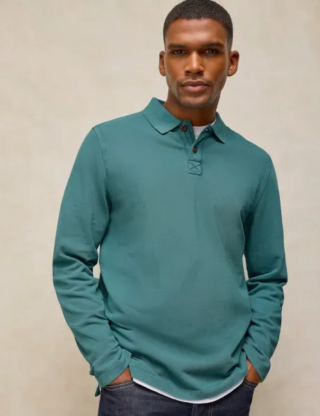 White Stuff Pure Cotton Knitted Polo Shirt Teal