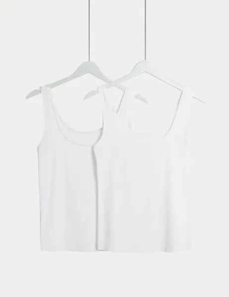 Body by M&S 2 Pack Flexifit Modal Rich Vests White