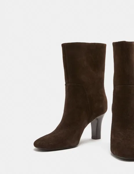 Marks & Spencer Suede Pull On Block Heel Ankle Boots Brown