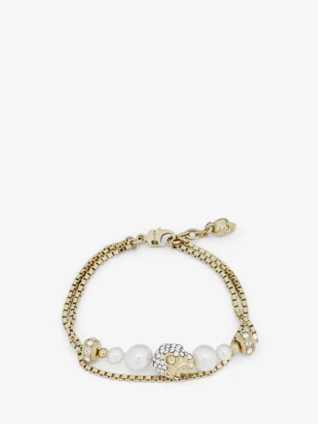 Skull and Pearl Chain Bracelet