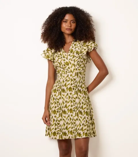 Women's Green Angel Sleeve Mini Dress