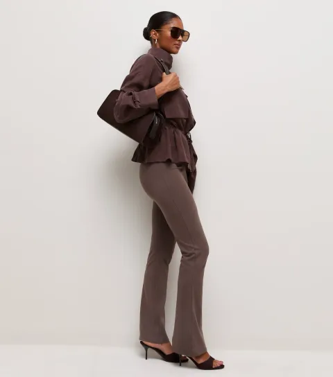Women's Dark Brown Stretch Cotton Rich Kick Flare Leggings
