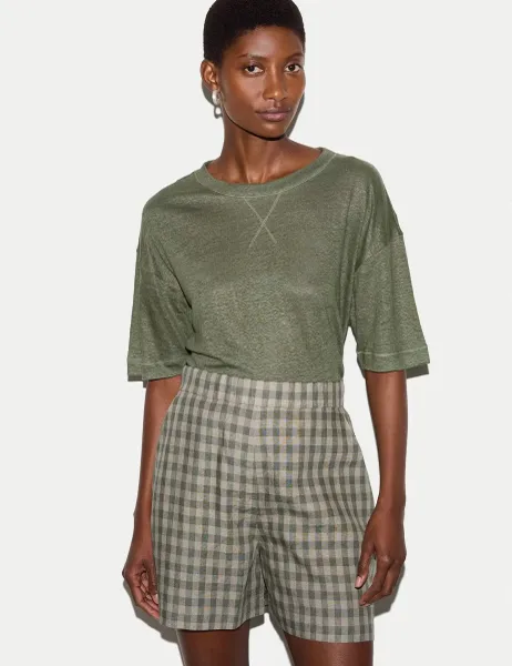 Jigsaw Pure Linen T-Shirt Khaki