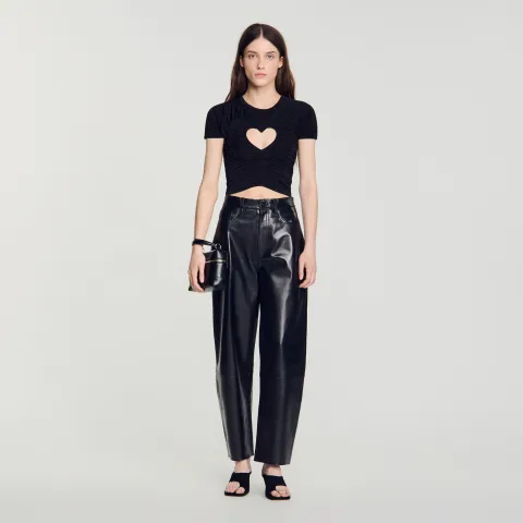 Ruched heart cropped T-shirt