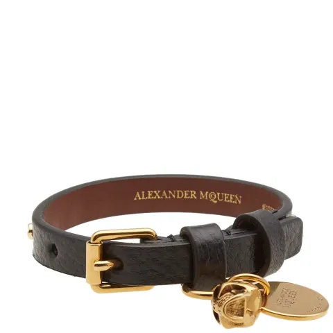 Studded Leather Skull Bracelet