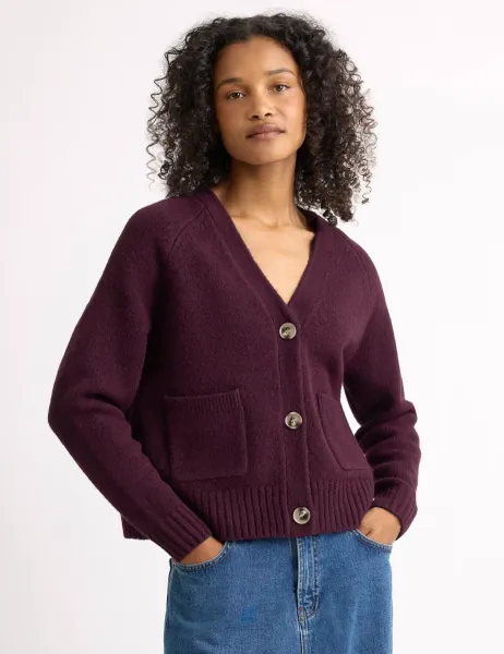 Albaray V-Neck Relaxed Cardigan with Wool Burgundy