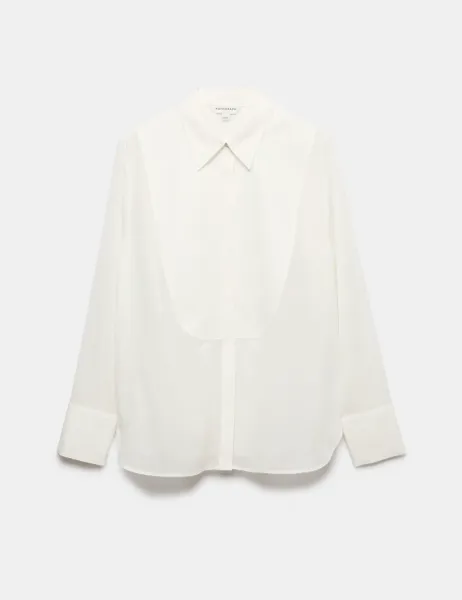Autograph Wool Blend Collared Shirt Soft White