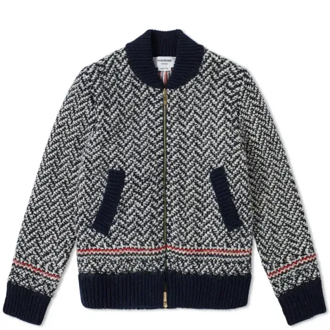 Herringbone Tweed Bomber Jacket