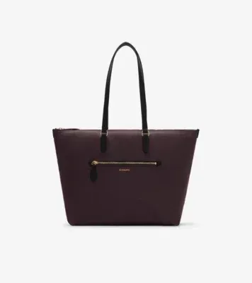 Large Nylon Zip Tote in Rubus red