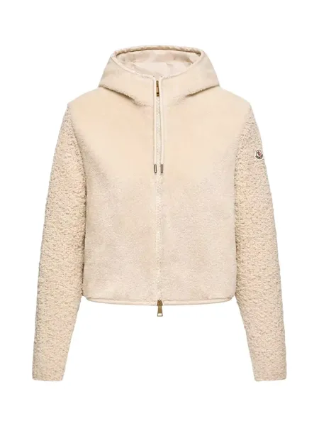 Women Boucle Teddy Cardigan Ivory