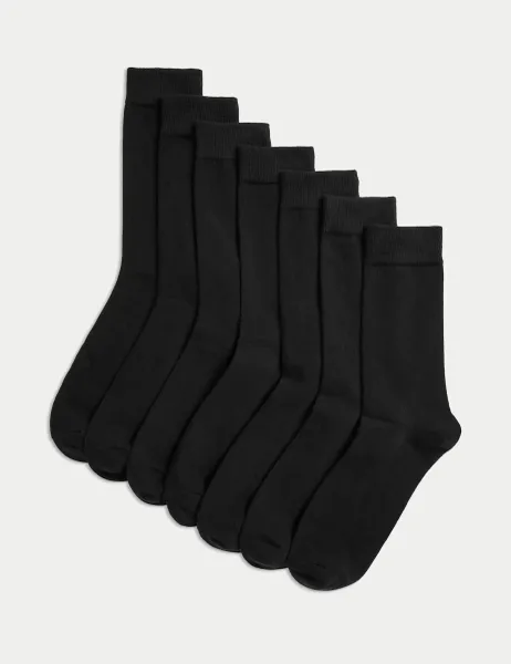 Marks & Spencer 7 Pack Cotton Rich Socks Black