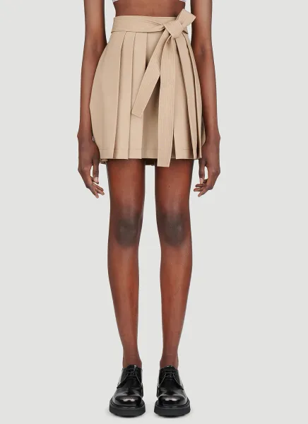 Pleated Wool Mini Skirt
