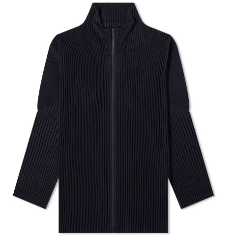 Pleated Zip Up Cardigan