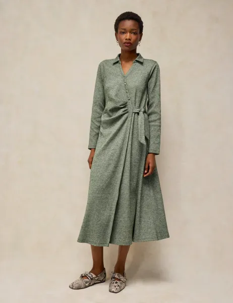 White Stuff Yara Notch Neck Midi Dress With Modal Medium Green