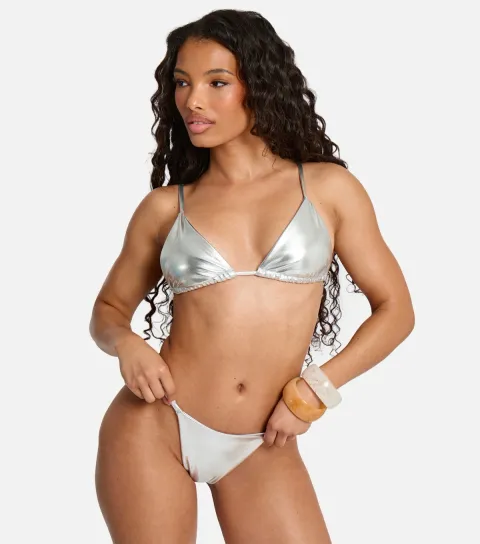Women's Silver Foiled Bikini Top