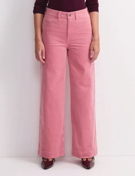 Sportscraft High Waisted Wide Leg Jeans Pink