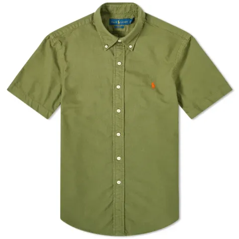 Garment Dyed Button Down Short Sleeve Oxford Shirt