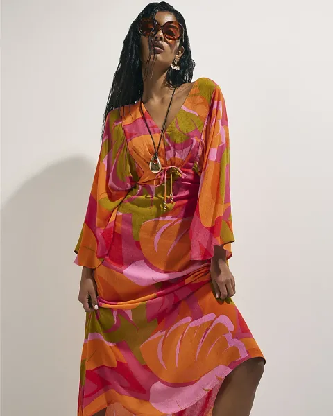 River Island Leaf Print Kaftan Dress