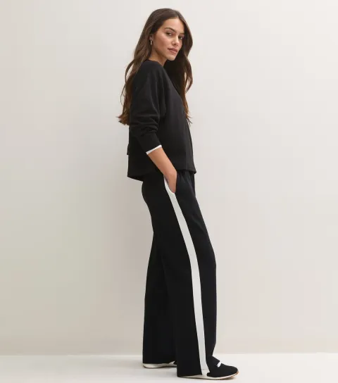 New Look Women's Petite Premium Black Side Stripe Trousers