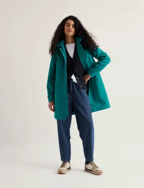 Seasalt Cornwall Pure Cotton Waterproof Hooded Mac Teal