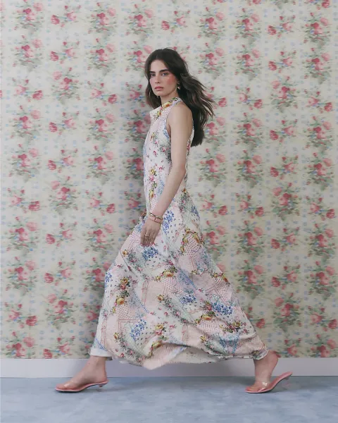 River Island Halter Neck Slip Floral Dress