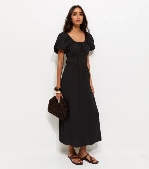 New Look Women's Black Milkmaid Midi Dress