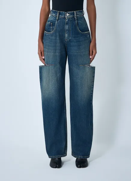 Distressed Five-Pocket Jeans