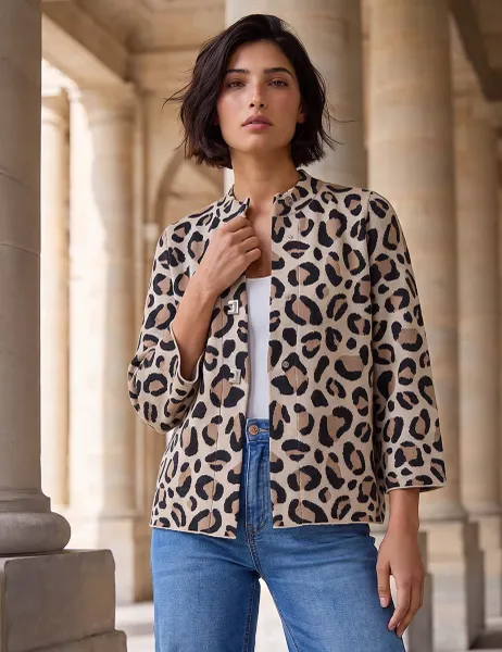 Roman Petite Animal Print Cardigan Black Mix