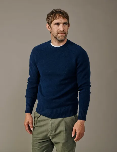 Aubin Pure Wool Crew Neck Jumper Navy