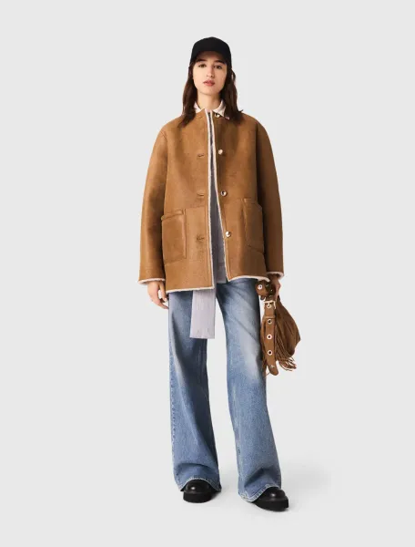Reversible leather coat