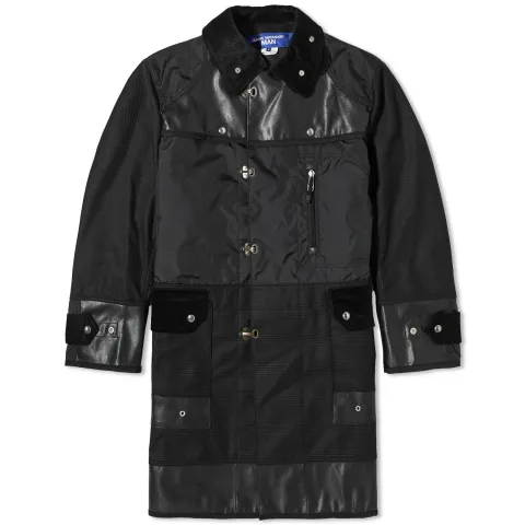 Nylon Oxford & Synthetic Leather Overcoat