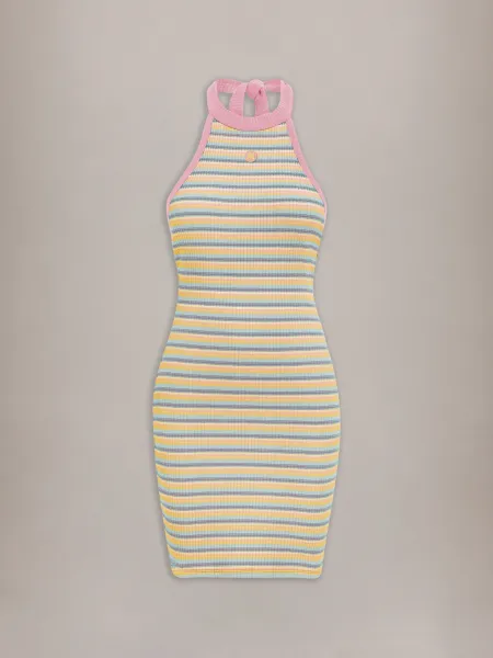 WOMEN - WOMEN'S MA STRIPED HALTER MINI DRESS - Multi